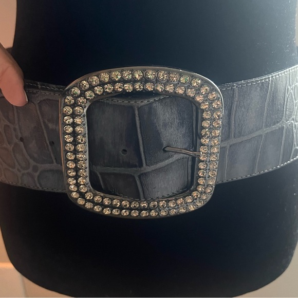 Leatherock‎ with Swarovski Crystal Croc Embossed Leather Belt 36 M-L - Picture 3 of 10